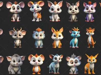 100 Fantasy Cute Animal 2D Game Asset Texture
