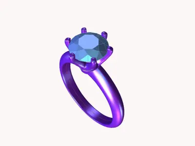 dmc-01 solitaire engagement ring with oval cut diamond 3D print model