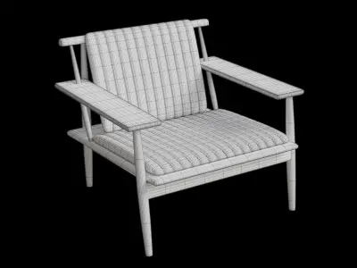 Dark Arm Leather Lounge Chair Low-poly 3D model