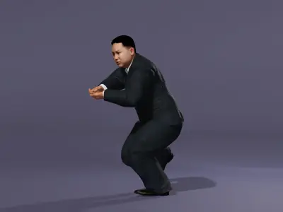  Realistic Asian Male Character Kim Jong-un Fat man North Korea 3D model