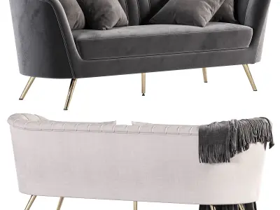 Meridian Furniture Margo Grey Velvet Sofa 3D model
