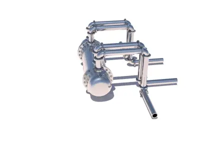 Refinery Shell and Tube Heat Exchanger 3D model