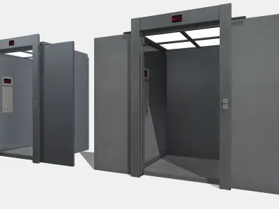 Low Poly Lift pair of metal elevators Low-poly 3D model