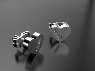 Cartier heart earrings 3D print model