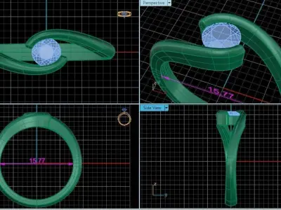 solitaire ring 76 3D print model