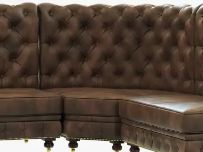 Restoration Hardware Kensington Leather L Banquette 3D model