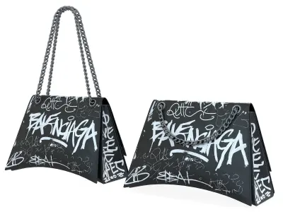 Balenciaga Crush Medium Chain Bag Graffiti Low-poly 3D model