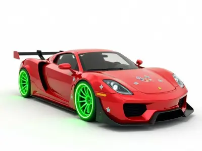 Christmas Sports Car 3D Model Festive Race Vehicle Low-poly 3D model