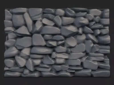 Grunge Rock Masonry Wall 3D model