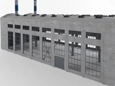 Industrial Factory building exterior and interior high quality 3D model