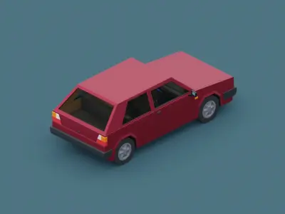 Stylized Cartoon Euro Hatchback Car  Low-poly 3D model