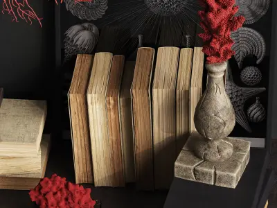 Coral Set 2 vases and plants 3D model