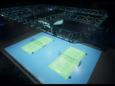 Badminton Arena Low-poly 3D model