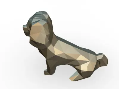 Pekingese low poly dachshund 3D print model