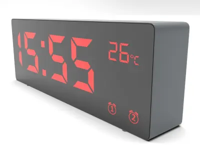 CLOCK GRAY RED Low-poly 3D model