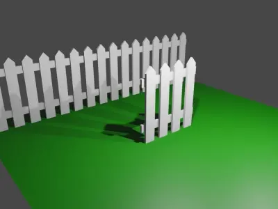 White Fence for Garden - Cerca branca Low-poly 3D model
