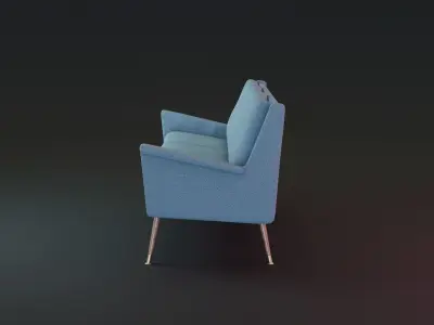 Mid-Century Sofa Low-poly 3D model