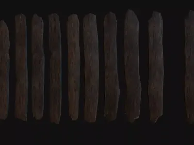 10 3d Wooden planks Low-poly 3D model