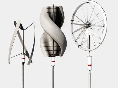 Wind Turbine Pack Low-poly 3D model