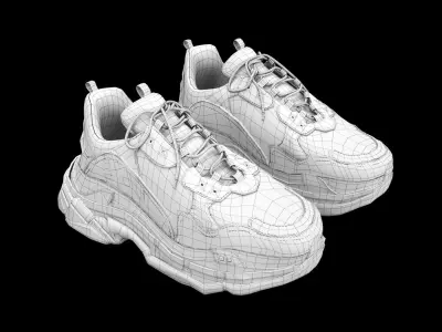 balenciaga triple s black 3D model