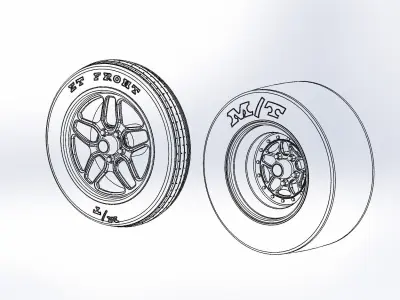 Set of wheels Billet Comp 7 for scale model dragster 3D print model