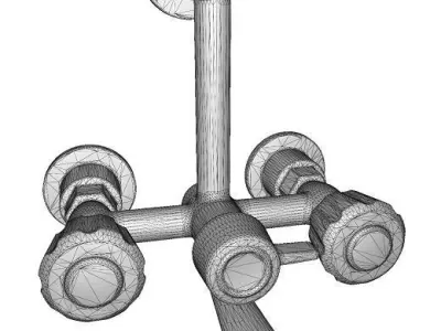 Rusty Chrome Shower Tap Low-poly 3D model