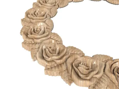 Frame-016 wooden rose wreath 3D model