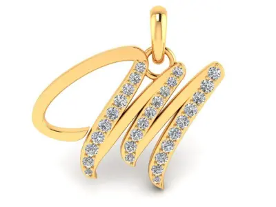 Pendant Alphabet Letter M Diamond 3D print model