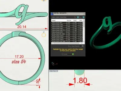 Alphabet Ring G 3D print model purchase
