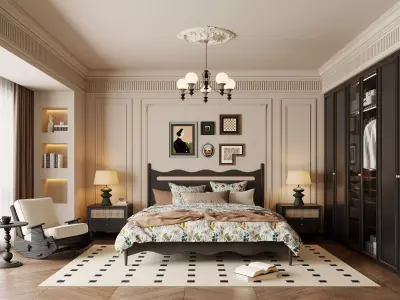 French Classical Bedroom with Decorative Molding 82 3D model