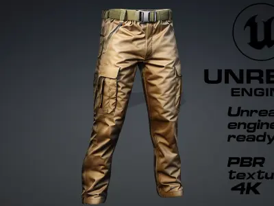 Cargo PantsBrown PBR 4k Low-poly 3D model