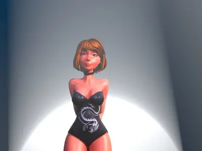 Rigged woman 3D Model anime-scifi Low-poly 3D model