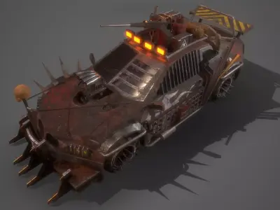 Apocalyptic Car Modular Pack Low-poly 3D model
