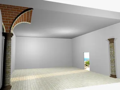 Vaulting 3-1   Romanic   500cm spaced   with thick curbs Low-poly 3D model