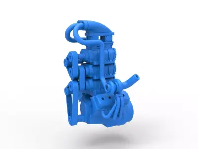 Twin turbo supercharged V8 Engine V5 Scale 1 to 25 3D print model