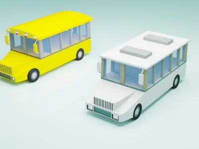 bus pack Low-poly 3D model