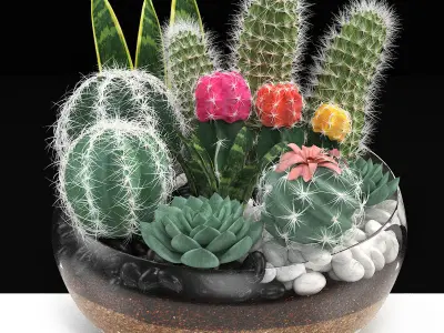 Collection of bouquets vases flowers 01 3D model