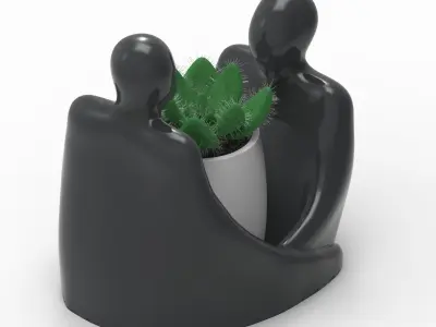 Hug Planter 2 - loving couple embracing 3D print model