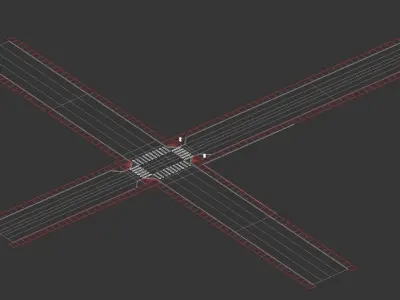 Road Set 2 crossed streets 3D model