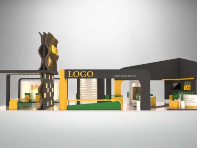 EXHIBITION-Booth-18x9 trade show booth with accents 3D model