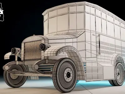 Amo-F15 vintage car Low-poly 3D model