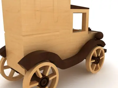 Wooden Toy Car  Low-poly 3D model