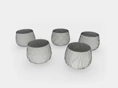 Different water and wine glasses with patterns 3D model