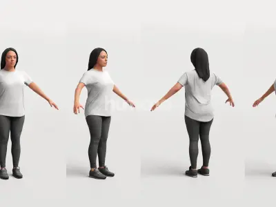 Rigged sport woman - sport fitness gym yoga - 080-4620 3D model