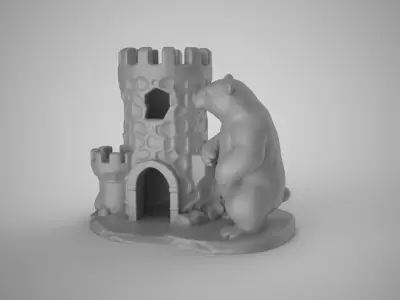 Bear Castle Pen Holder 3D print model