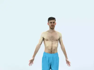 Posture K Beach Animated Rigged Sports Man Low-poly 3D model