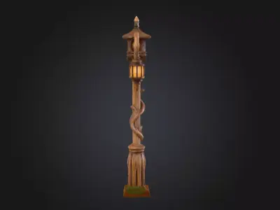 Enchanted Lantern Post Low-poly 3D model