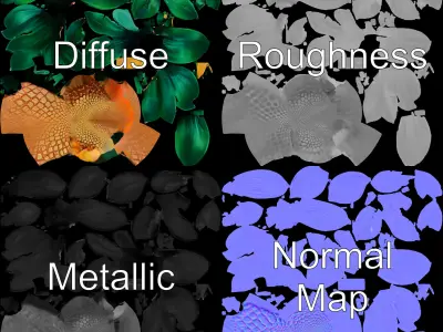 Golden Heart with Leaf  D Model Pack Low-poly 3D model