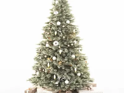 Christmas tree with decorations and gifts 3D model