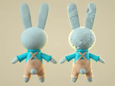 cartoon rabbit clay rabbit Low-poly 3D model